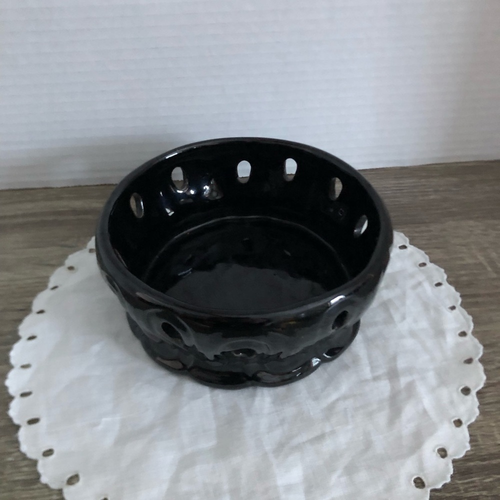 Vtg Royal Haeger Black Glazed Pottery Dish
